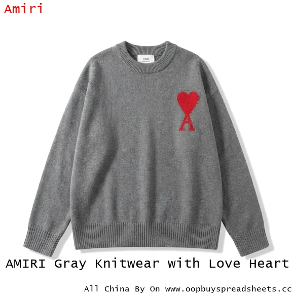 AMIRI Gray Knitwear with Love Heart