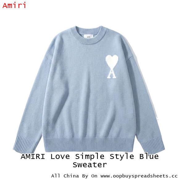 AMIRI Love Simple Style Blue Sweater