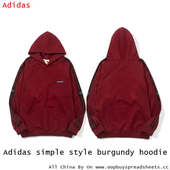 Adidas simple style burgundy hoodie