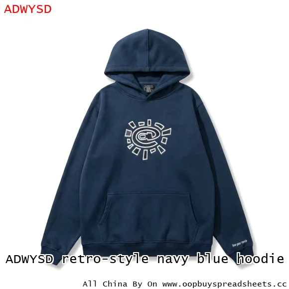 ADWYSD retro-style navy blue hoodie