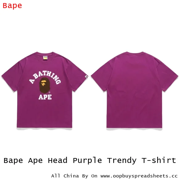 Bape Ape Head Purple Trendy T-shirt