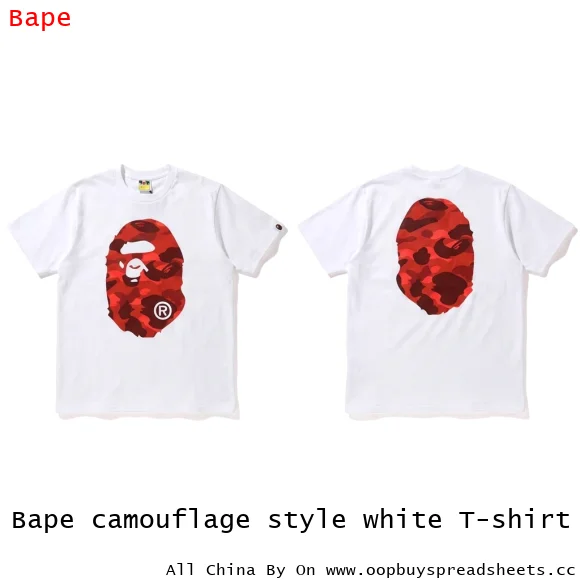 Bape camouflage style white T-shirt