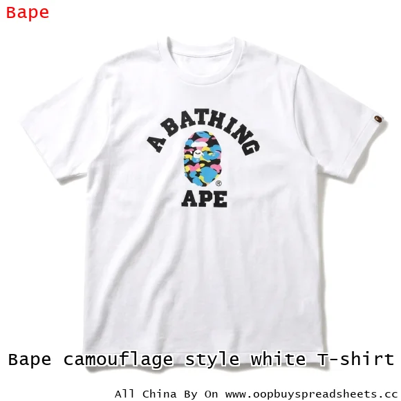 Bape camouflage style white T-shirt