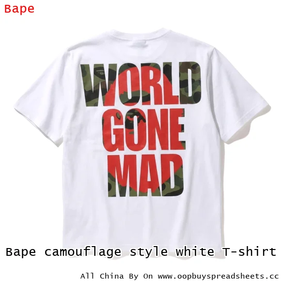 Bape camouflage style white T-shirt