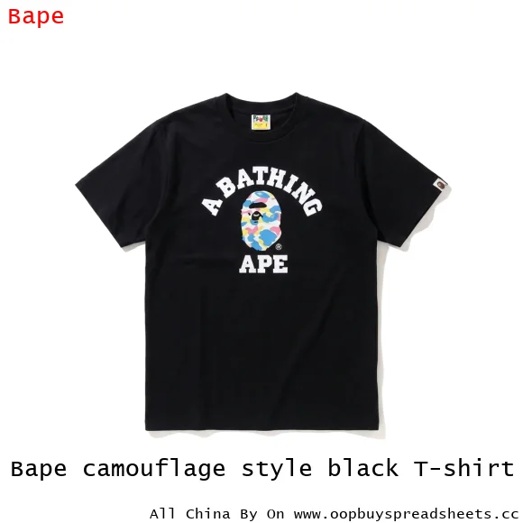 Bape camouflage style black T-shirt