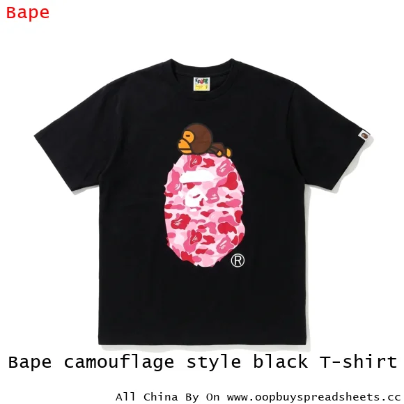 Bape camouflage style black T-shirt