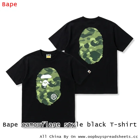 Bape camouflage style black T-shirt