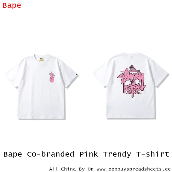 Bape Co-branded Pink Trendy T-shirt