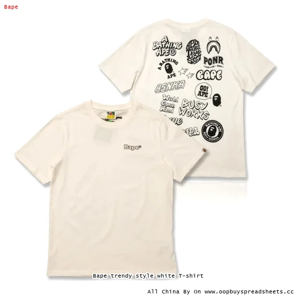 Bape trendy style white T-shirt