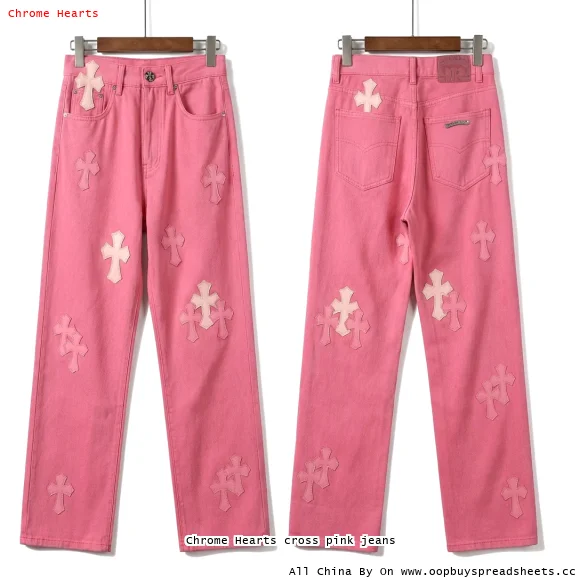 Chrome Hearts cross pink jeans