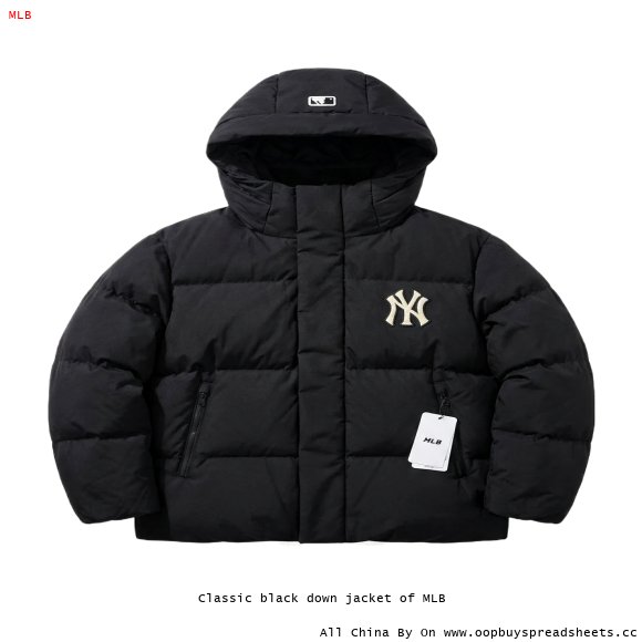 Classic black down jacket of MLB