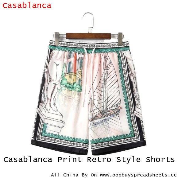 Casablanca Print Retro Style Shorts