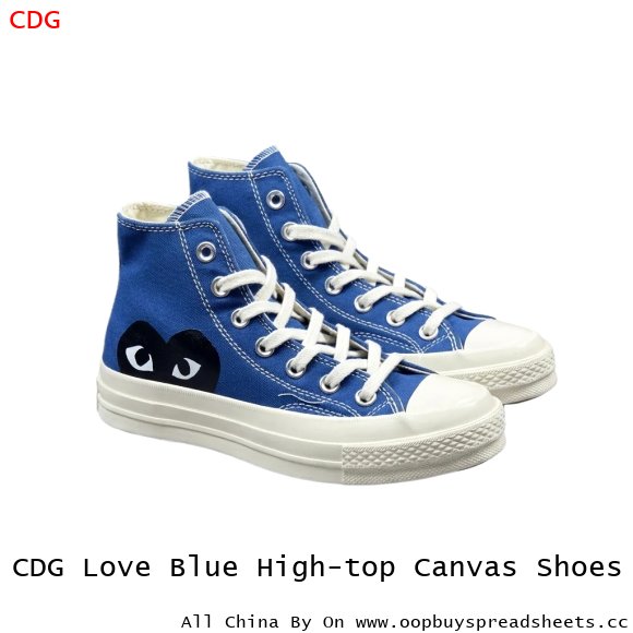CDG Love Blue High-top Canvas Shoes