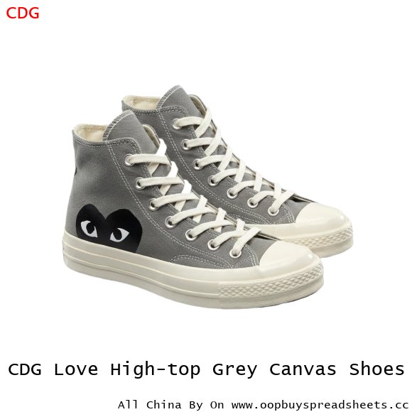 CDG Love High-top Grey Canvas Shoes
