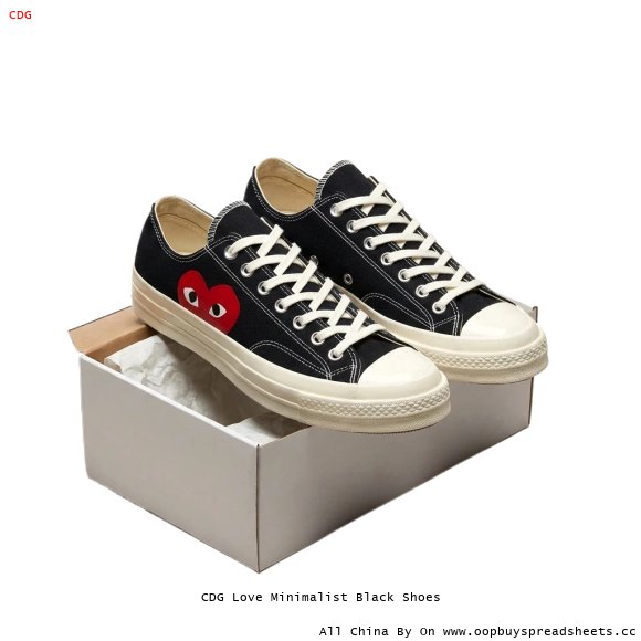 CDG Love Minimalist Black Shoes