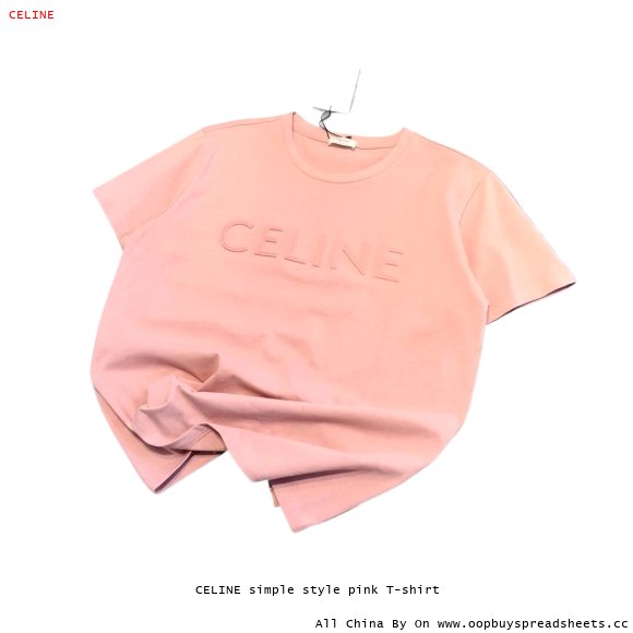 CELINE simple style pink T-shirt