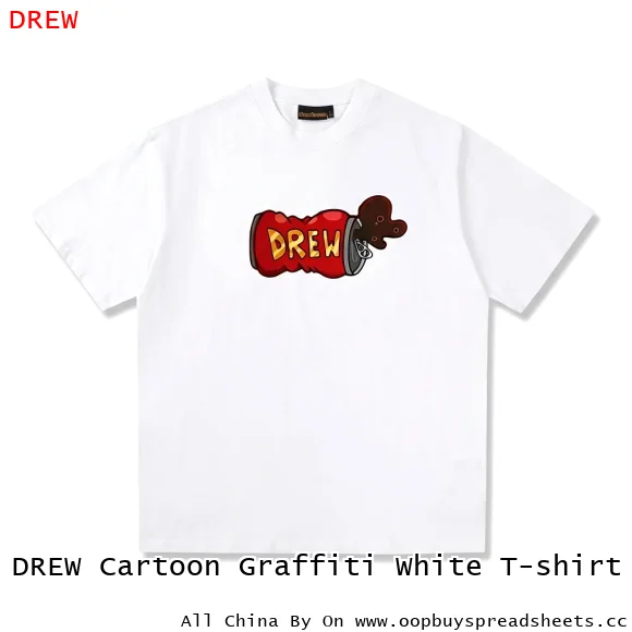 DREW Cartoon Graffiti White T-shirt