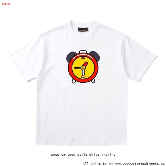 DREW Cartoon Style White T-shirt