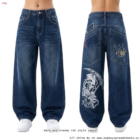 Dark and trendy Y2K style jeans