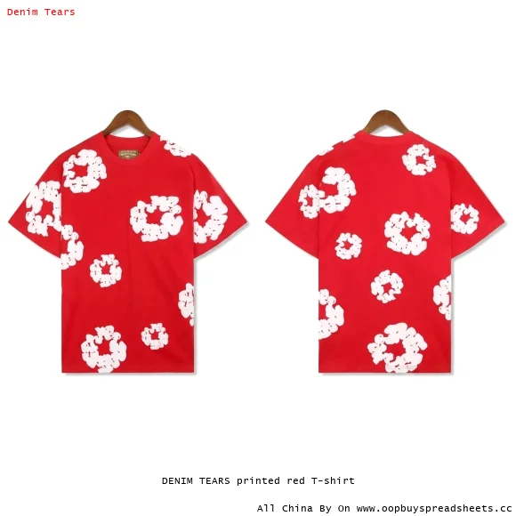 DENIM TEARS printed red T-shirt
