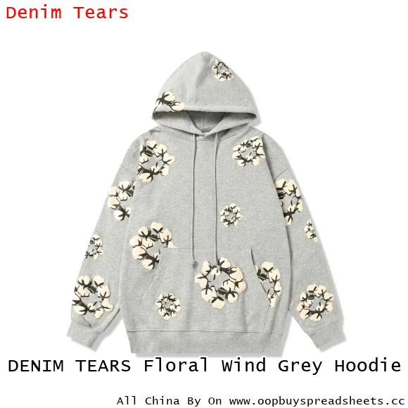 DENIM TEARS Floral Wind Grey Hoodie