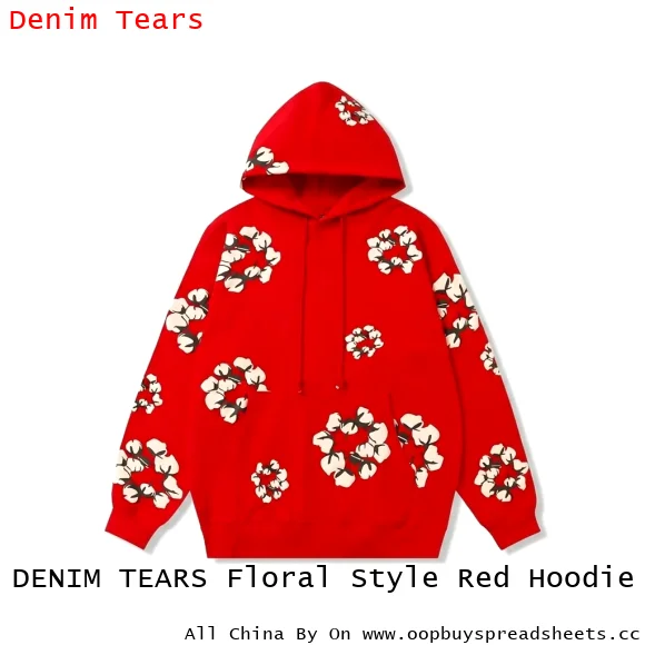DENIM TEARS Floral Style Red Hoodie