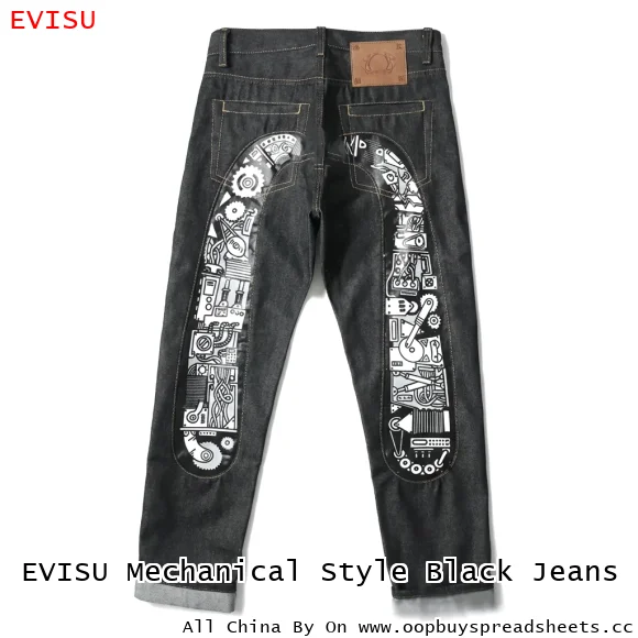 EVISU Mechanical Style Black Jeans