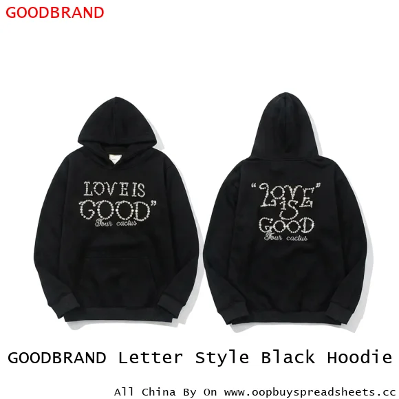 GOODBRAND Letter Style Black Hoodie