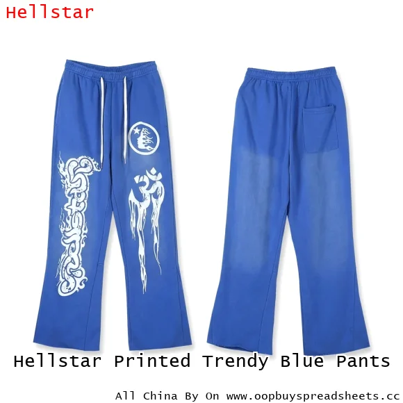 Hellstar Printed Trendy Blue Pants