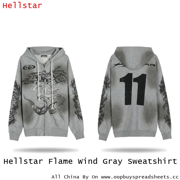 Hellstar Flame Wind Gray Sweatshirt