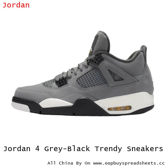 Jordan 4 Grey-Black Trendy Sneakers