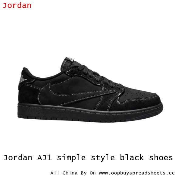 Jordan AJ1 simple style black shoes