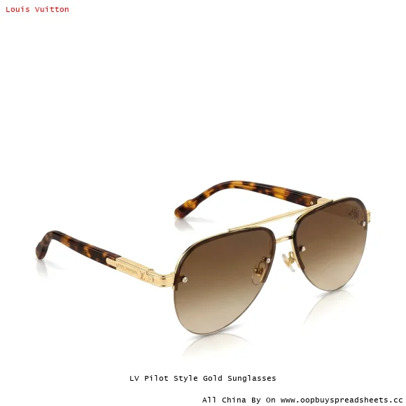 LV Pilot Style Gold Sunglasses
