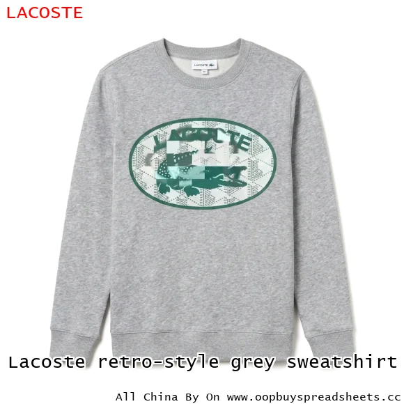 Lacoste retro-style grey sweatshirt