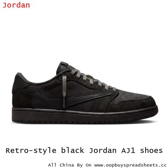 Retro-style black Jordan AJ1 shoes