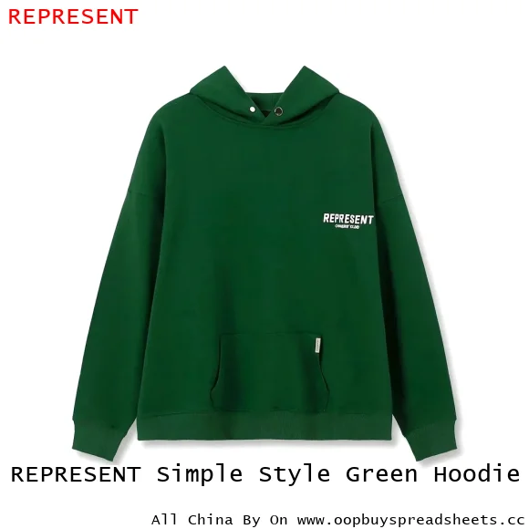 REPRESENT Simple Style Green Hoodie