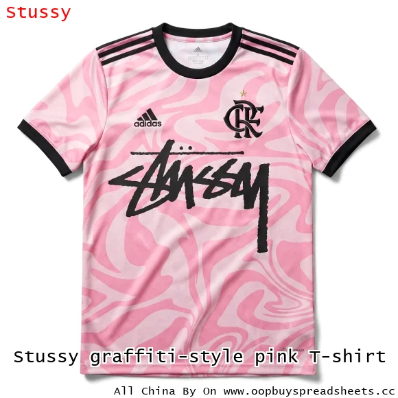 Stussy graffiti-style pink T-shirt