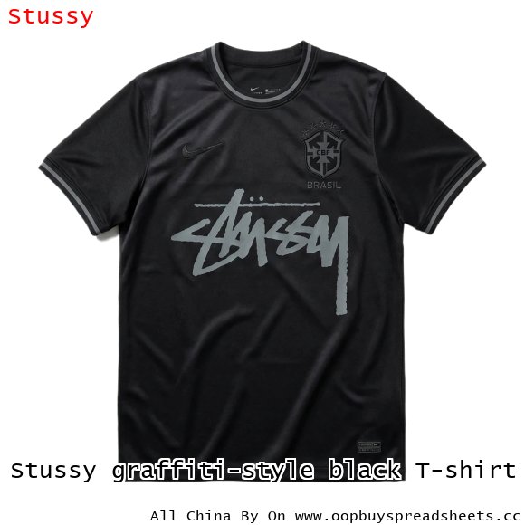 Stussy graffiti-style black T-shirt