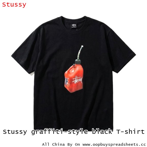 Stussy graffiti-style black T-shirt