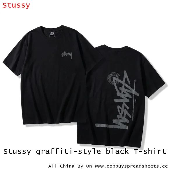 Stussy graffiti-style black T-shirt