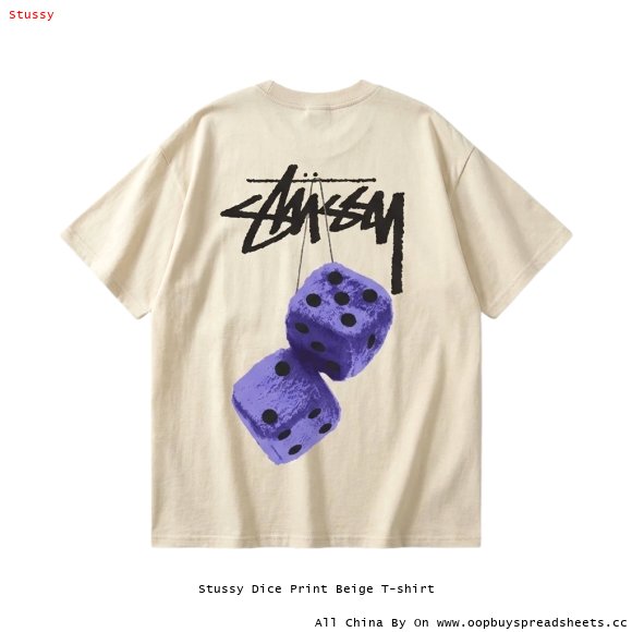Stussy Dice Print Beige T-shirt