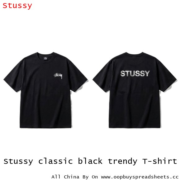 Stussy classic black trendy T-shirt