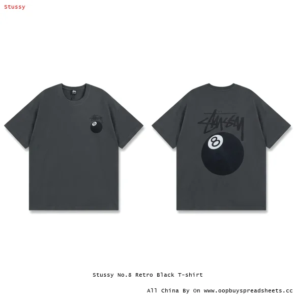 Stussy No.8 Retro Black T-shirt