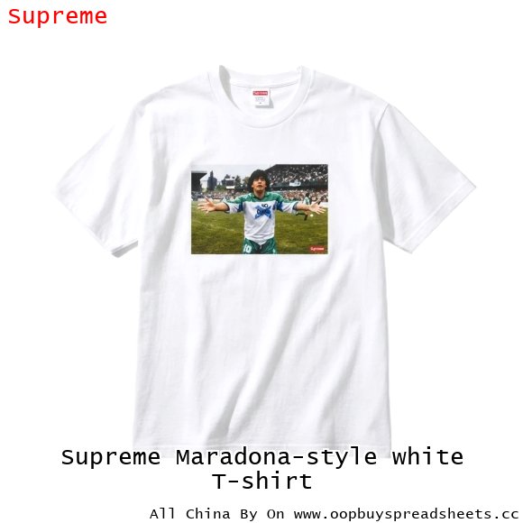 Supreme Maradona-style white T-shirt