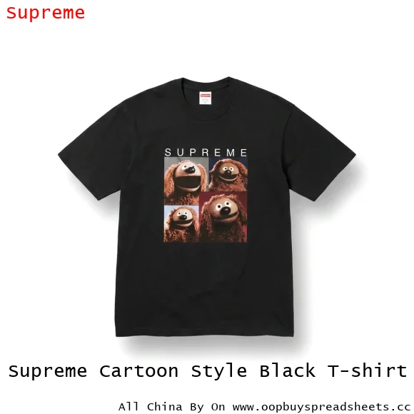 Supreme Cartoon Style Black T-shirt