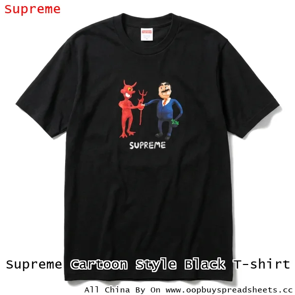 Supreme Cartoon Style Black T-shirt