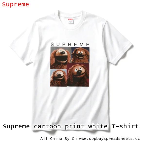 Supreme cartoon print white T-shirt