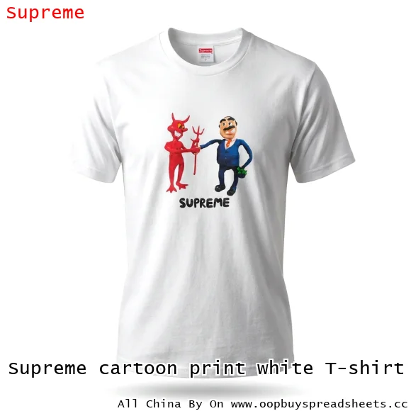 Supreme cartoon print white T-shirt
