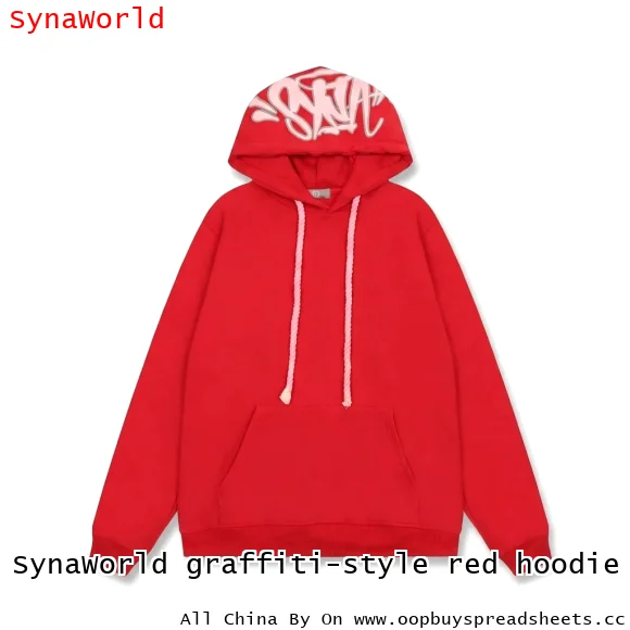 SynaWorld graffiti-style red hoodie
