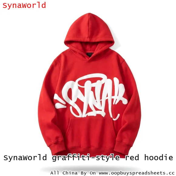 SynaWorld graffiti-style red hoodie